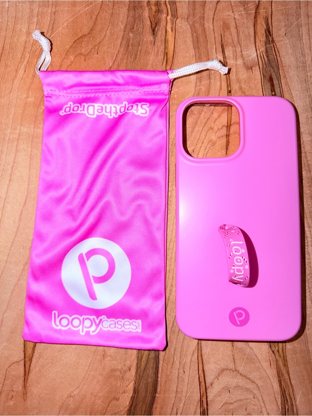 Loopy Case Pink Phone Cover for iPhone 13 Pro Max & 12 Pro Max with Pouch